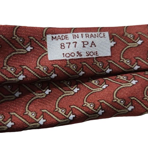 Hermes Paris 877 PA Genuine Vintage Red Silk Tie‎ - Picture 3 of 5
